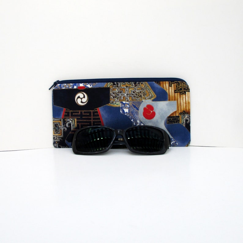 Blue Kimono Bag Zippered Pencil Pouch