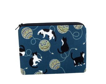 Cat Zipper Pouch, Playful Cats in Japan, Zippered Bag by Ocean Patch
