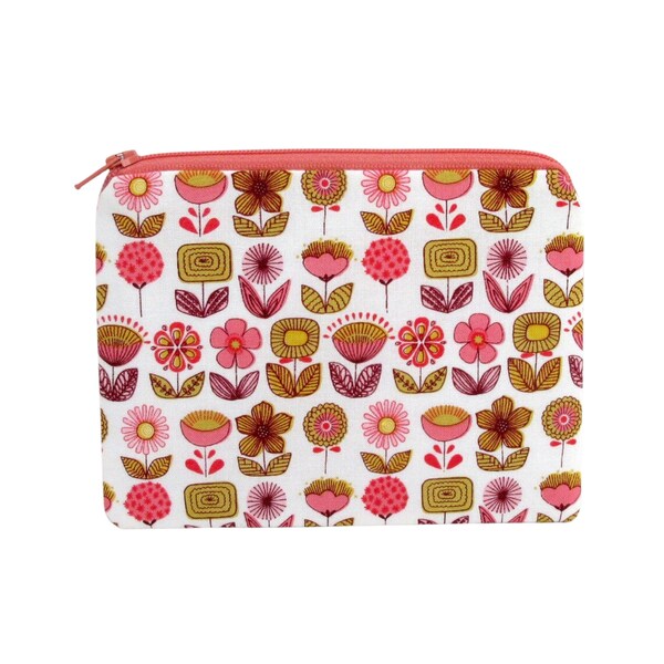 Small Zipper Pouch, Mod Flowers Coin Purse