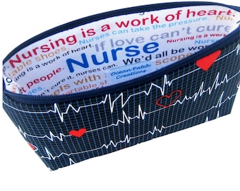 Nurse Cosmetic Zipper Pouch, Make Up Bag, Calling All Nurses, EKG Heart Monitor, Gift for Nurse
