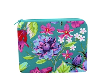 Dahlia Zippered Pouch, Tula Pink Untamed Flower Coin Purse