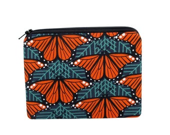 Butterfly Zippered Pouch, Monarch Wings, Charley Harper Coin Purse