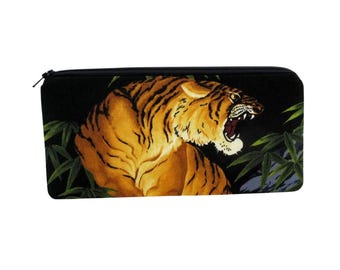 Zippered Pencil Pouch, Golden Tiger Zipper Bag