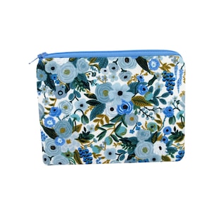 Floral Small Zipper Pouch, Blue Garden Party, Rifle Paper Co Zip Bag