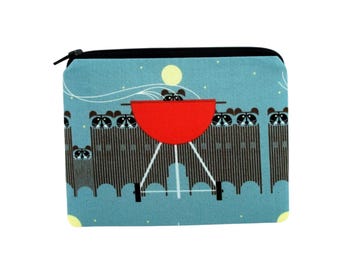 Raccoon BBQ Zipper Pouch, Charley Harper Zip Coin Purse