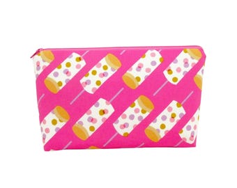 Cosmetic Bag, Retro Ice Cream Social, Make Up Zipper Pouch