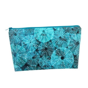 Sea Urchin in Teal, Make up Cosmetic Zipper Pouch,