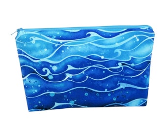 Make up Cosmetic Zipper Pouch, Blue Pacific Ocean Bag