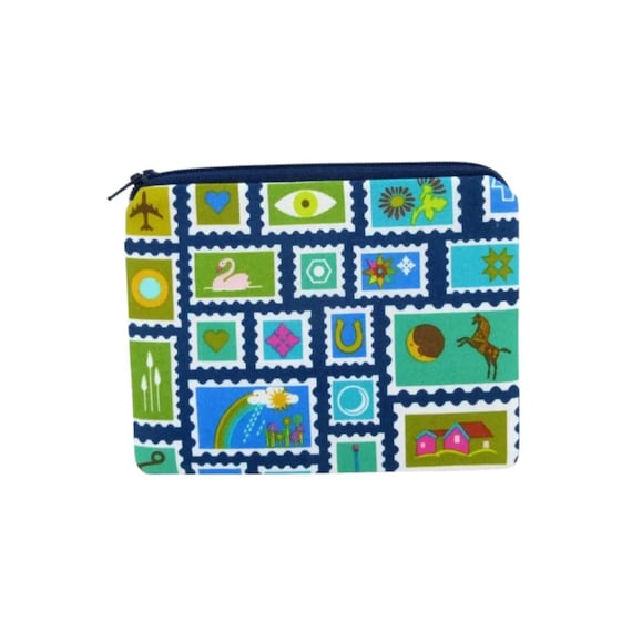 Stamp Zipper Pouch, Postmark Stamp Collector Coin Purse