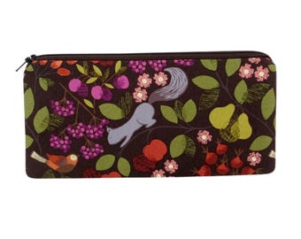 Zippered Pencil Pouch, Gray Squirrels Zipper Bag