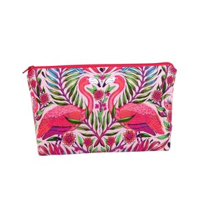 Flamingo Cosmetic Zipper Pouch, Tula Pink Daydreamer, Zippered Make Up Bag