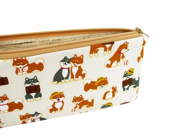 Dog Zippered Pencil Pouch, Traveling Pups Zipper Bag