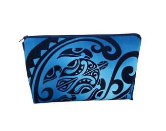 Hawaiian Honu Sea Turtle, Blue Make Up Bag, Cosmetic Zipper Pouch