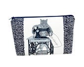 Sewing Kitty Zippered Bag, Cat Make Up Zipper Pouch