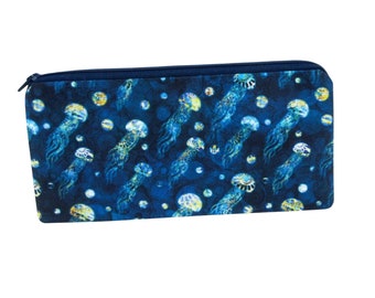 Sea Jellies Pencil Pouch, Jellyfish Zippered Notions Bag