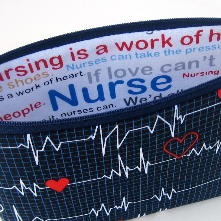 🎁BUY 2 FREE SHIPPING🎁 Custom Nurse Cosmetic Zipper Pouch, Make Up Bag, Calling All Nurses, EKG Heart Monitor, Gift for Nurse