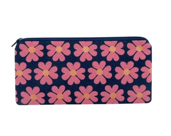 Zippered Pencil Pouch, Unruly Nature Flower, Cotton Canvas Bag