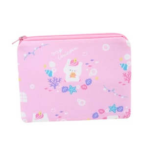 Unicorn Zipper Pouch: Pink Ocean Cotton Canvas Bag