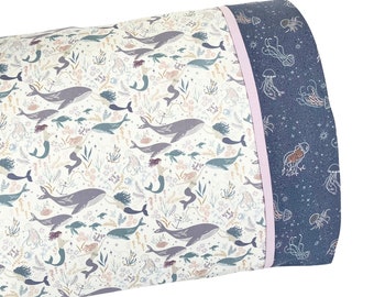 Whale Pillow Case, Sirens Call Whale Mermaid Dreams Pillowcase, Standard Bed Kids Pillowcase