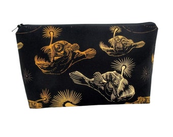 Cosmetic Bag, Mariana Trench Deep Sea Anglerfish Zipper Pouch, Make Up Bag