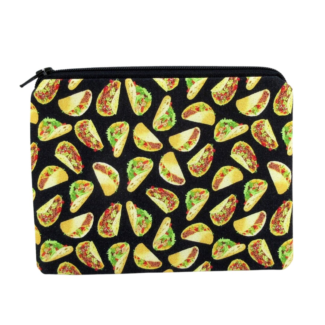 Taco Zippered Pouch, Taco Time Mexican Food, Small Zipper Pouch Bag Etsy