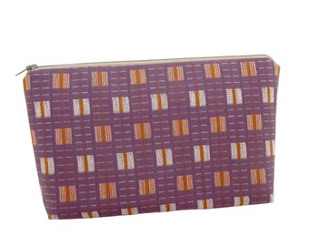Make-up Bag, Woven Butterflies on Muted Purple, Cosmetic Zipper Pouch