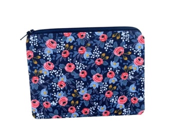 Floral Small Zipper Pouch, Le Fleurs Navy, Rifle Paper Co Zip Bag