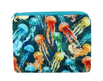Jellyfish Bag, Small Zippered Pouch, Calypso Sea Jellies