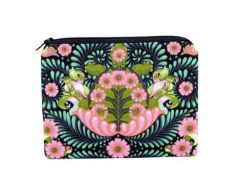 Tula Pink Turtle Small Zippered Pouch, Tortoise Coin Purse