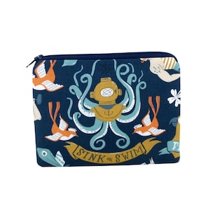 Octopus Zipper Bag, Small Zippered Pouch, Sink or Swim