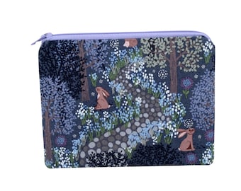 Bunny Zipper Pouch, Spring in Bluebell Woods Zip Bag