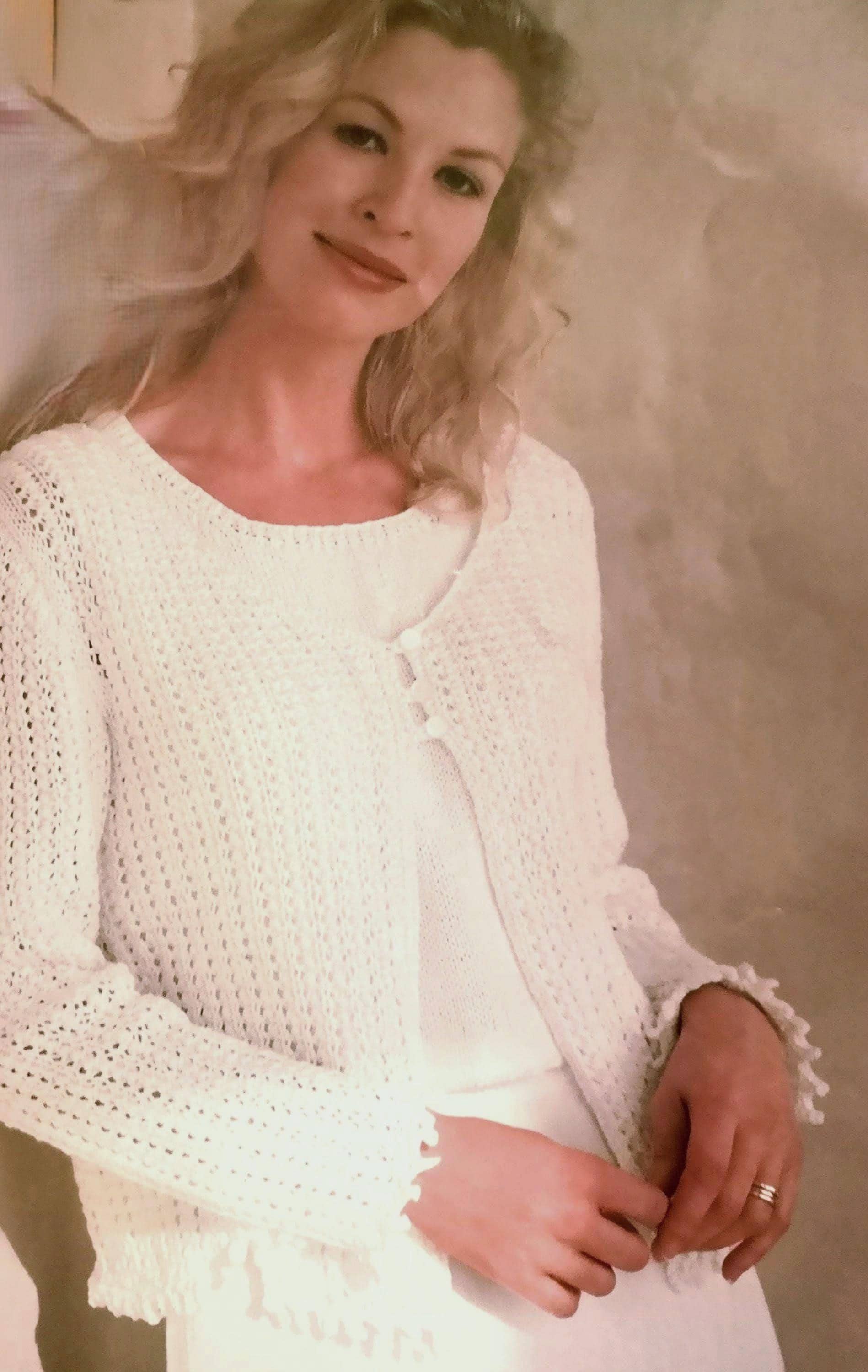 トップス Openwork Pattern Knitted Cardigan Picot Lace Knit Cardigan Pattern: Women's Openwork Summer Top (PDF