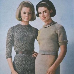 1960s A-Line Sweater Dress Vintage Knitting Pattern: Scalloped Collar (PDF Download)