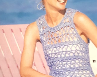 Lace Crochet Beach Cover-up Dress Pattern: Sleeveless Maxi Dress (PDF Download)