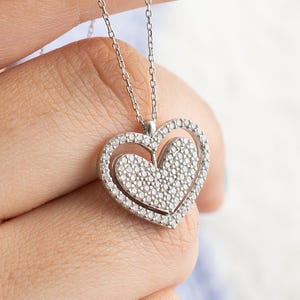 Personalized Heart Shaped Necklaces for Women, Handmade 925 Sterling Silver,Engraved Heart Pendant, Christmas Gift For Her, Anniversary Gift