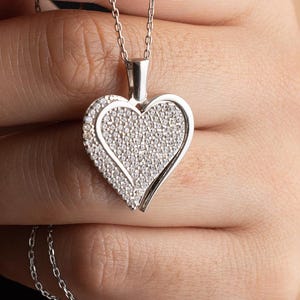 Personalized Heart Necklace,Engraved Heart Necklace,Locked Heart Charm, Women&#39;s Heart Necklace, Custom Heart Necklace, Handmade Gift For Her