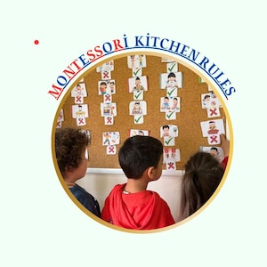 Tarjetas de reglas de cocina Montessori / Tabla de comportamiento infantil / Aprendizaje visual / Señales de seguridad en la cocina imprimibles / Descarga digital en PDF para preescolar