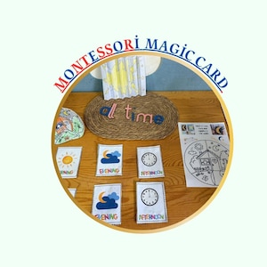 Carte didattiche Montessori per il giorno e la notte / Attività con torcia magica con ombra / Divertimento con l'ordinamento, la piegatura e l'arte del sole e della luna per bambini