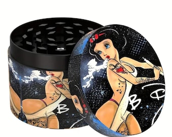 2" 50mm Sexy Retro Vintage Cartoon Lady Herb Grinder | Magnetic Metal 4-Layer Spice & Tobacco Crusher | Gift for Men, Women, Smokers