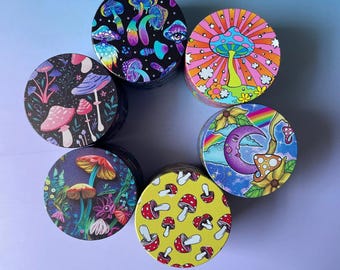 Mushroom Herb Grinder 2" (50mm) | Metal 4-Layer Spice Grinder | Unique Mushroom Design Gift for Herb & Nature Lovers