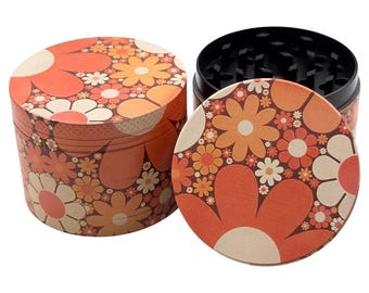 2" Cute Flowers Herb Grinder | Small Floral Spice Grinder | Unique Mini Herb Crusher | Colorful Flower Design Gift for Herb Lovers