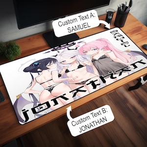 Personalized Anime Girl Mousepad - Custom Text in Japanese Style - XXL Waifu Gaming Mat - Anime Desk Pad for Gamers - Kawaii Decor