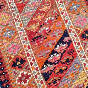 3x9 Herki runner rug, Turkish runner 3x9, Vintage afghan runner 3x9, Oushak runner 3x9, Persian 3x9 heriz runner rug, Colorful runner rug