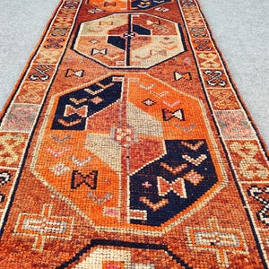 3x30 Herki Geometrischer Teppich Läufer vintage: Kurdischer Tribal Teppich Läufer, Brauner Teppich Türkisch Handgemacht
