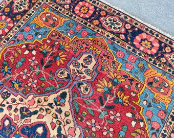 Famous! 5x7 Serapi antique rug, Heriz rug 5x7 vintage, Oriental rug 5x7 colorful, Caucasian Kazak rug, Furniture home