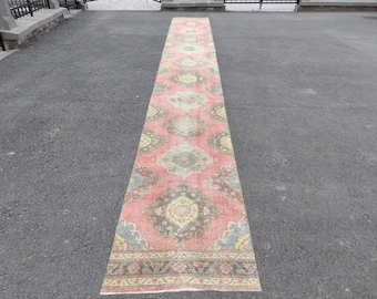 19' ft runner rug long size, Stair rug runner, Hallway long runner Vintage, 2x19 rug runner, Turkish 3x19 Oushak runner, Tribal Heriz rug