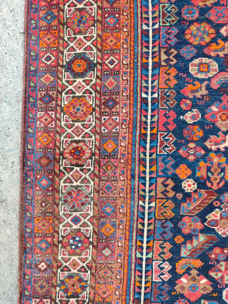 8x10 Heriz area rug, Antique Oversize Oriental rug 8x10, Serapi rug, Colorful living room rug 8x10 vintage, Karaja large rug, Furniture image 5