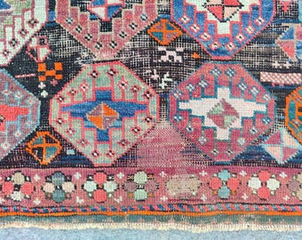 Navy Antique 3x7 Persian runner, Heriz runner rug 3x7 vintage, Malayer rug, serapi rug, Afghan rug, Turkish 3x7 oushak runner, Herki rug
