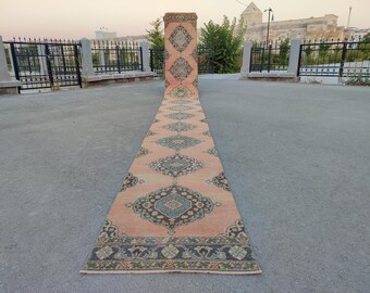24' foot runner Turkish extra long, Stair rug runner, Hallway long runner, Long runner vintage 2x24 oushak, Persian heriz runner rug