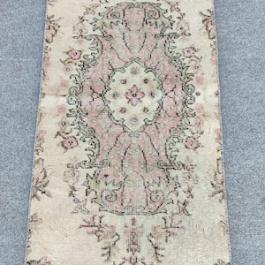 70x200 Läufer rosa Farbe, dünner antiker Teppich 2x7, Vintage Läufer 2x7, schmaler Läufer, türkischer 2x7 Oushak-Läufer, persischer Läufer
